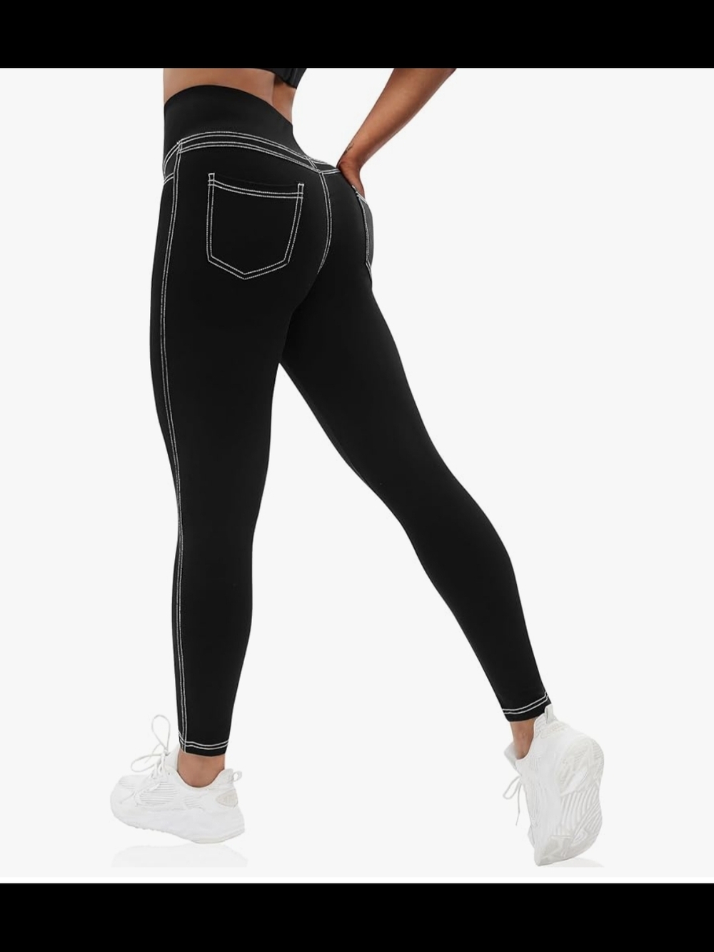 Black Faux-Pocket High Waisted Leggings